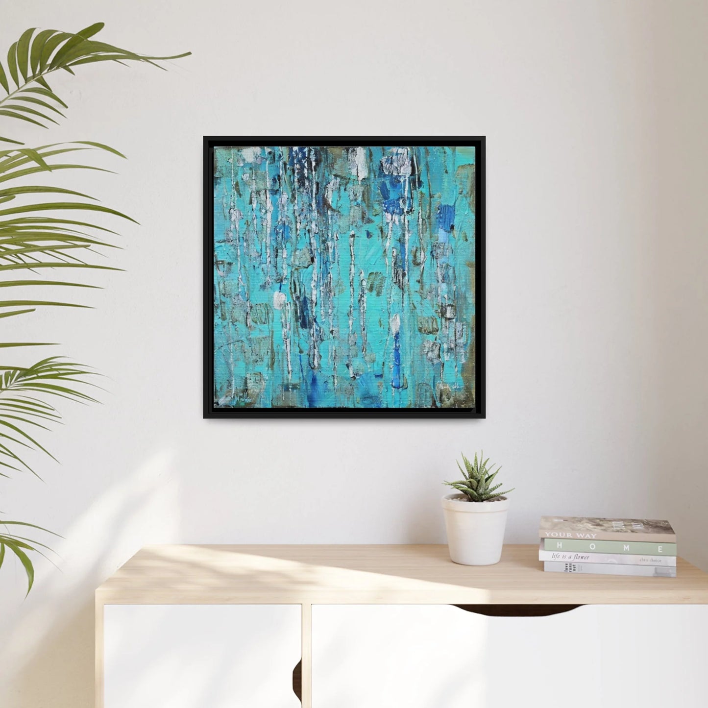 Canvas Wall Art Matte with Frame & Eco- Friendly AQUA - by Queennoble