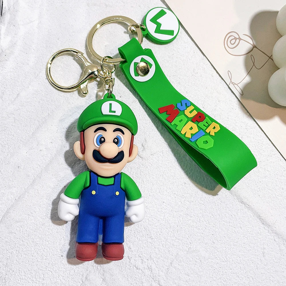 Super Mario Keychain Mario Bros Luigi Toad Yoshi Bowser Action Figure Model AccesoriosPVC Cartoon Bag Doll Pendant Toys Gift