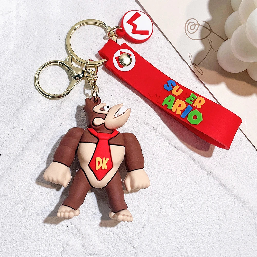 Super Mario Keychain Mario Bros Luigi Toad Yoshi Bowser Action Figure Model AccesoriosPVC Cartoon Bag Doll Pendant Toys Gift