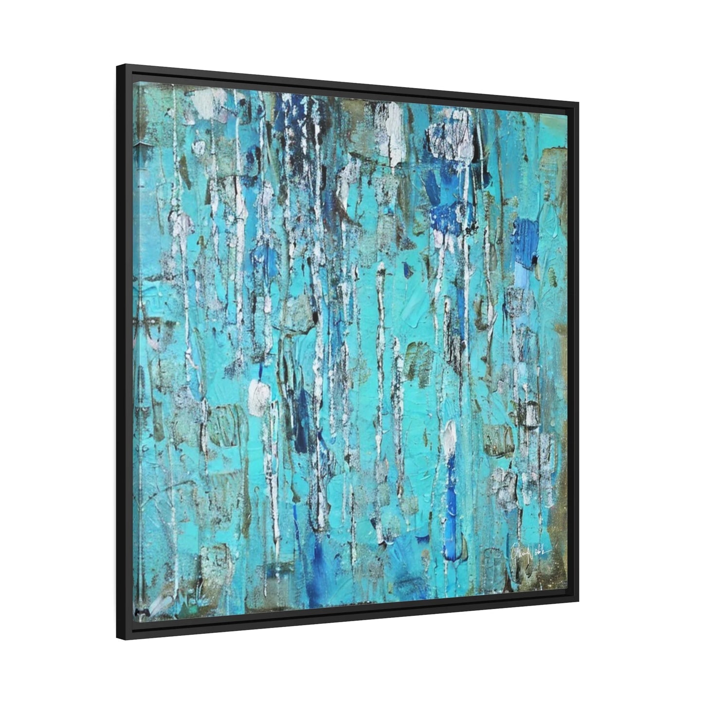 Canvas Wall Art Matte with Frame & Eco- Friendly AQUA - by Queennoble