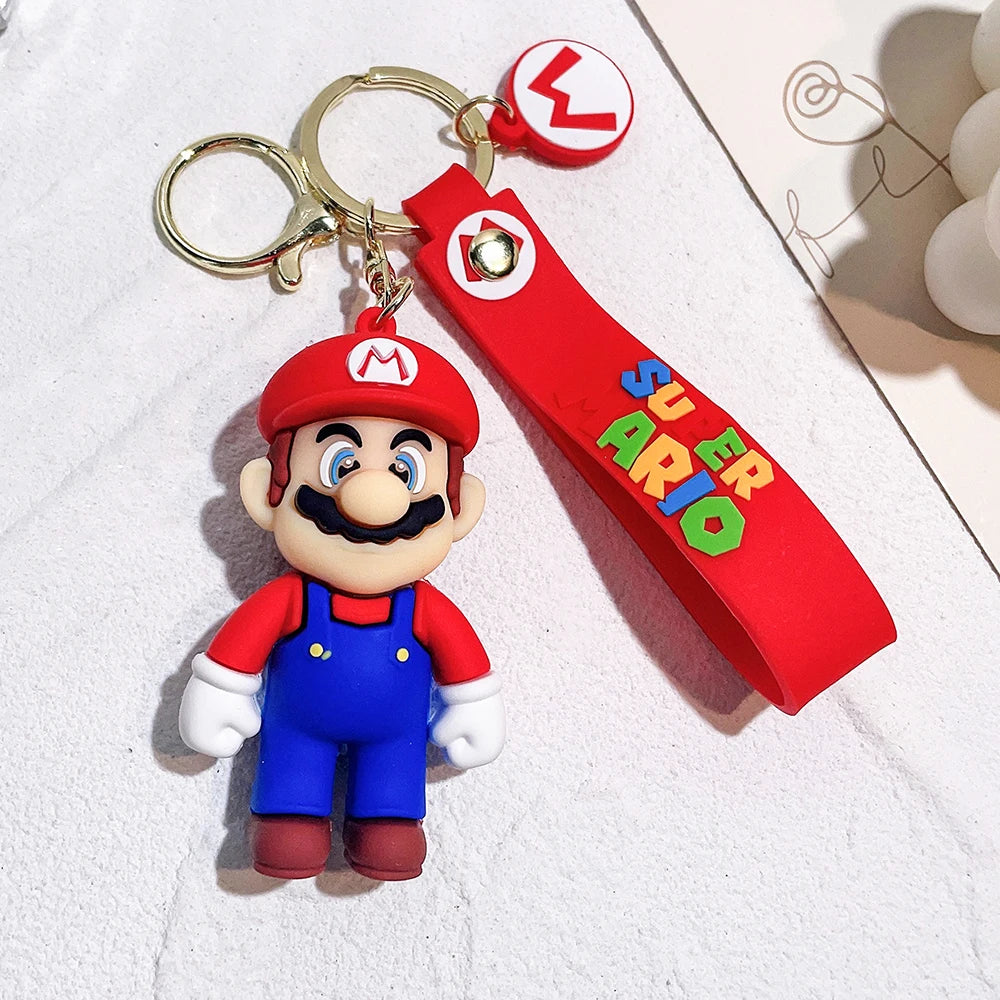Super Mario Keychain Mario Bros Luigi Toad Yoshi Bowser Action Figure Model AccesoriosPVC Cartoon Bag Doll Pendant Toys Gift