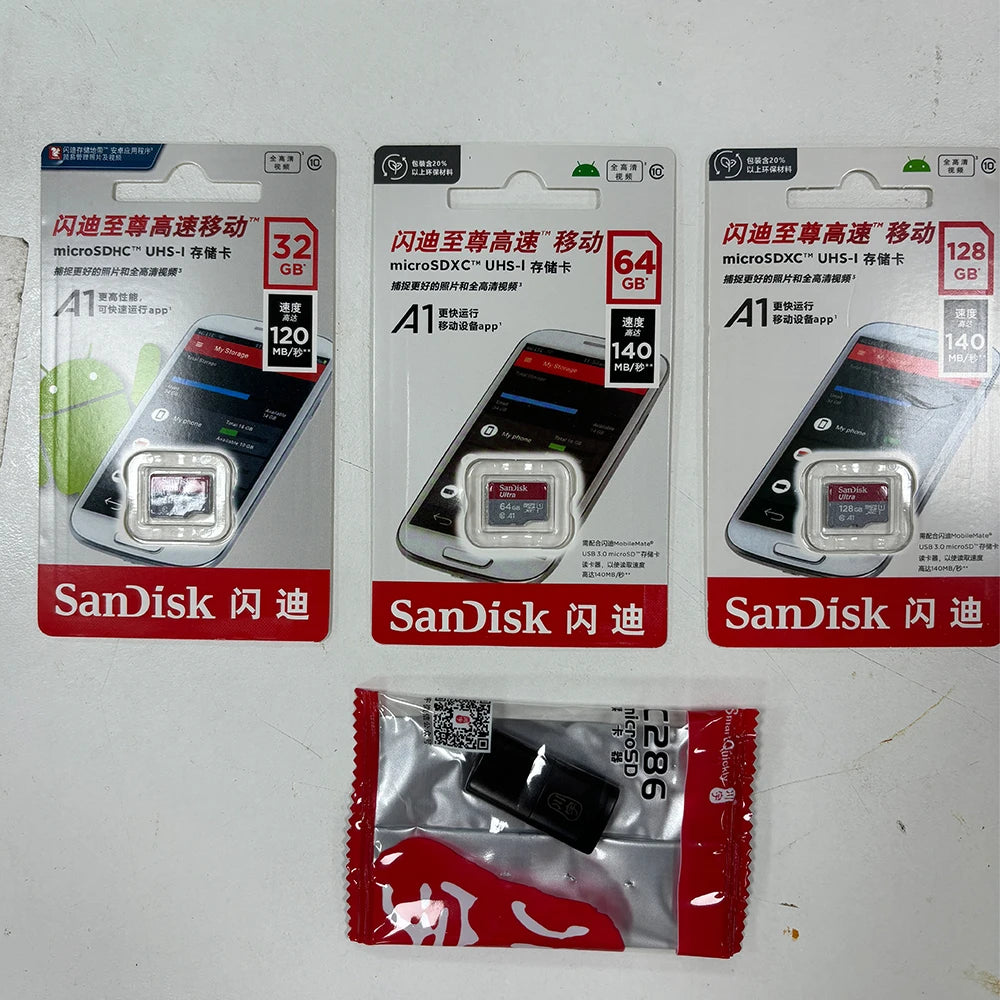 SanDisk Micro SD Memory Ultra TF Flash Card A1 V10 C10 U1 32GB 64G 128G 256G for Camera Phone Nintendo Switch Tablet Drone