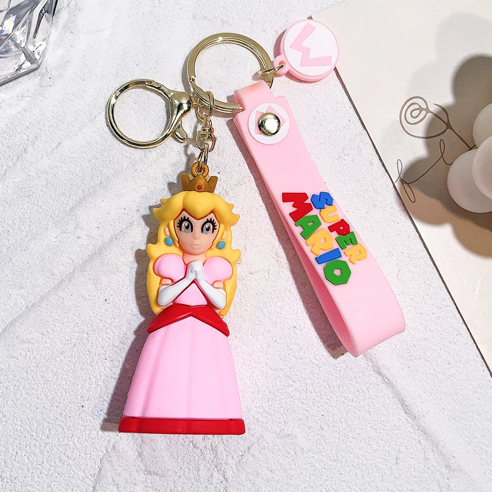 Super Mario Keychain Mario Bros Luigi Toad Yoshi Bowser Action Figure Model AccesoriosPVC Cartoon Bag Doll Pendant Toys Gift