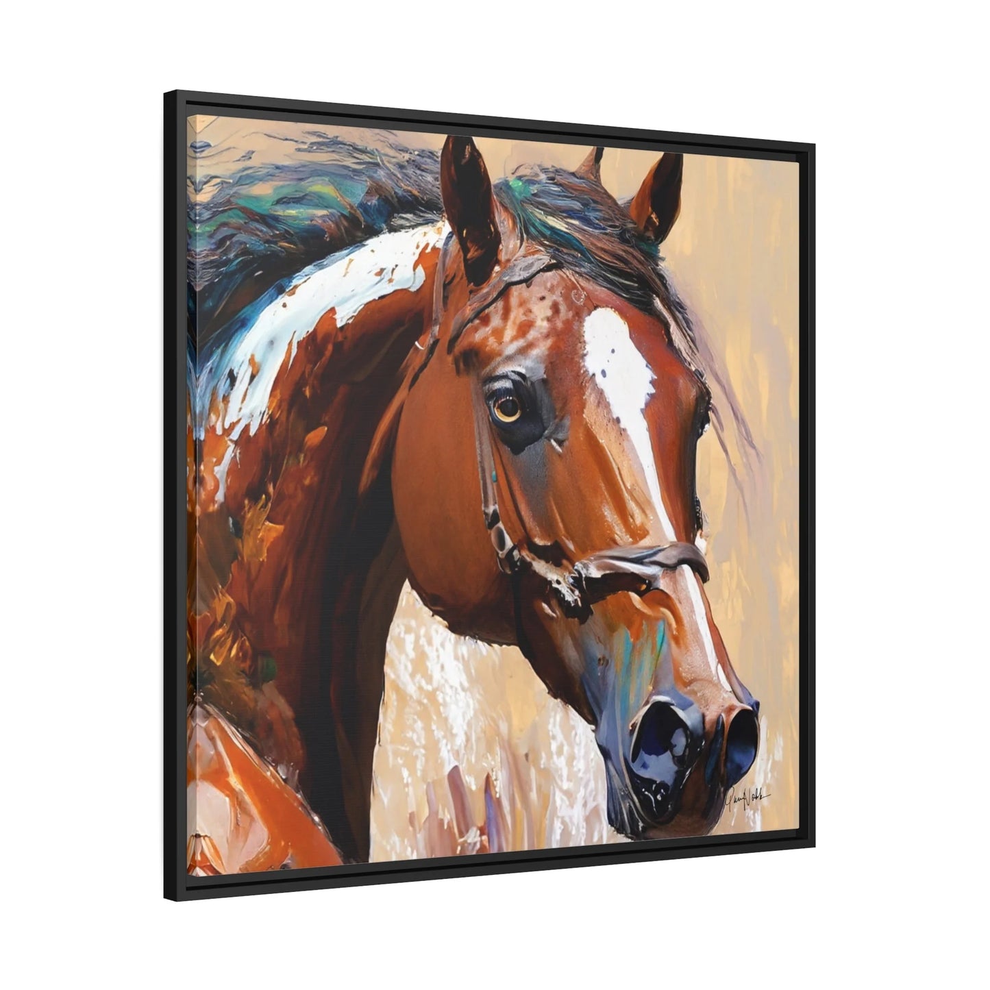 BROWN HORSE PORTRAIT Canvas Wall Art - by Queennoble