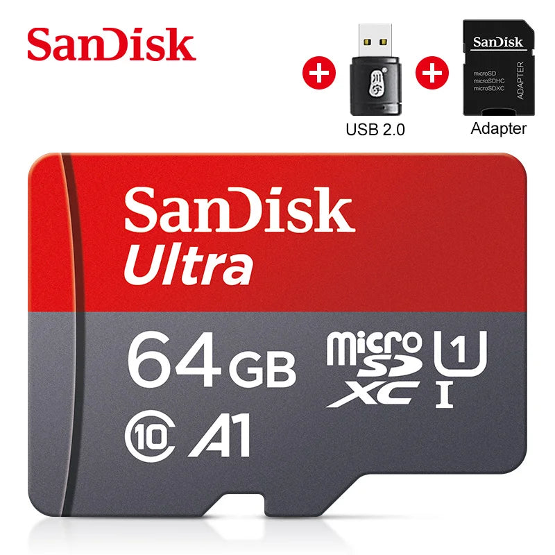 SanDisk Micro SD Memory Ultra TF Flash Card A1 V10 C10 U1 32GB 64G 128G 256G for Camera Phone Nintendo Switch Tablet Drone