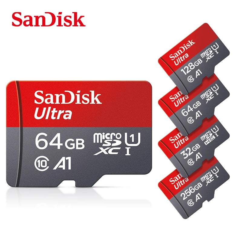 SanDisk Micro SD Memory Ultra TF Flash Card A1 V10 C10 U1 32GB 64G 128G 256G for Camera Phone Nintendo Switch Tablet Drone