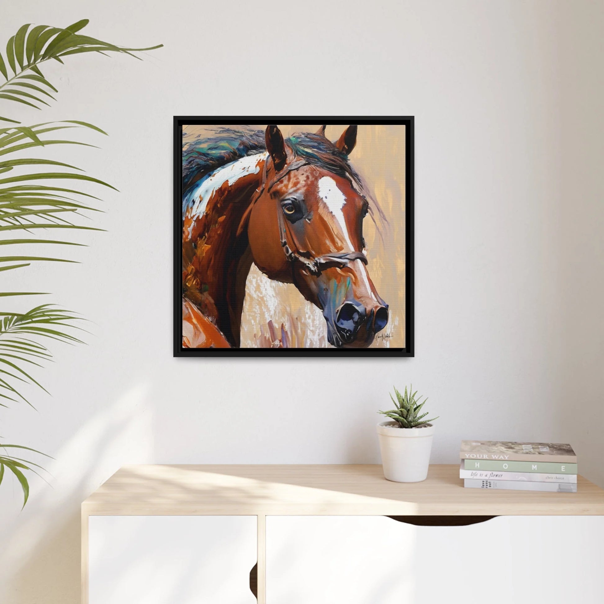 BROWN HORSE PORTRAIT Canvas Wall Art - by Queennoble