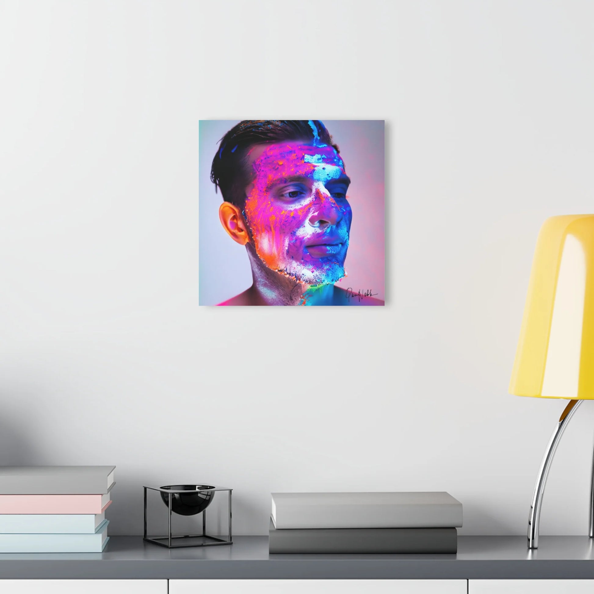 Man Portrait Photography Acrylic Print NEON by Queennoble