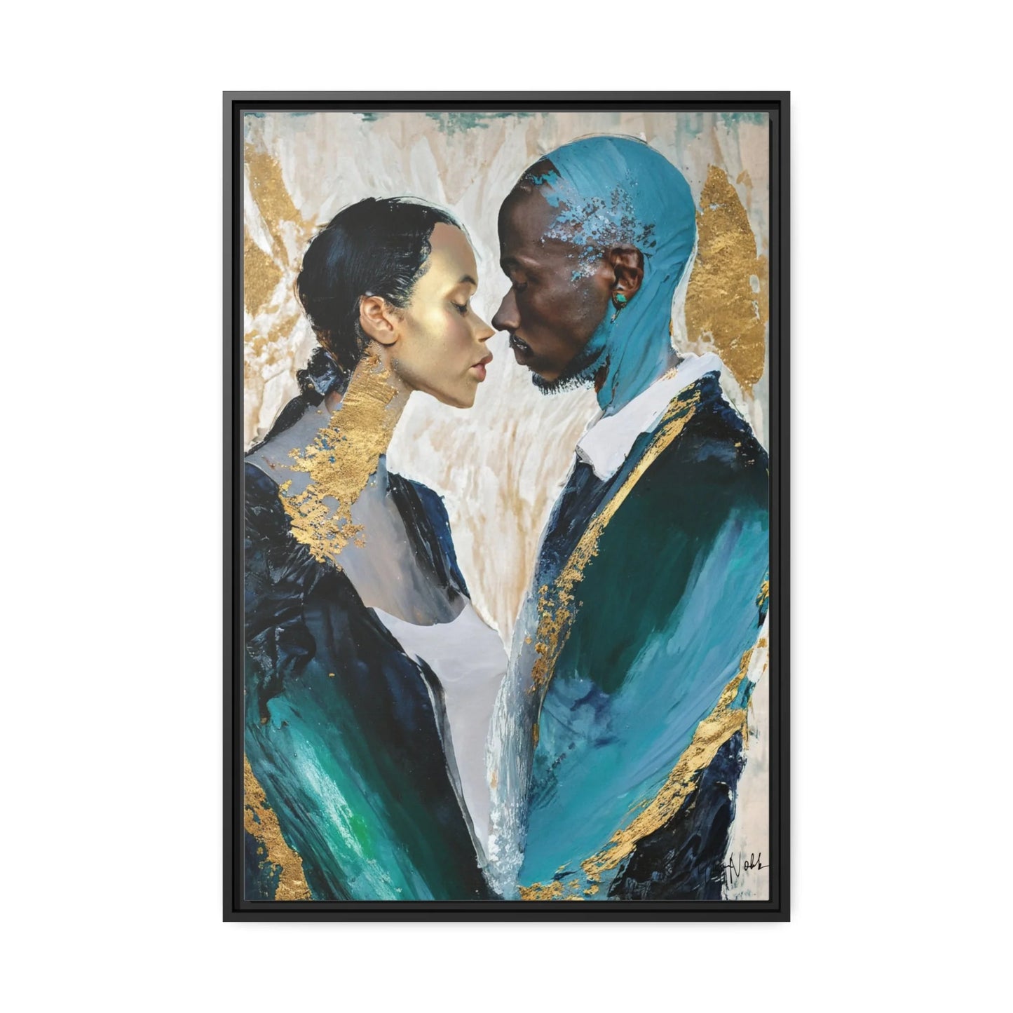 COUPLE about to KISS Canvas Wall Art - by Queennoble