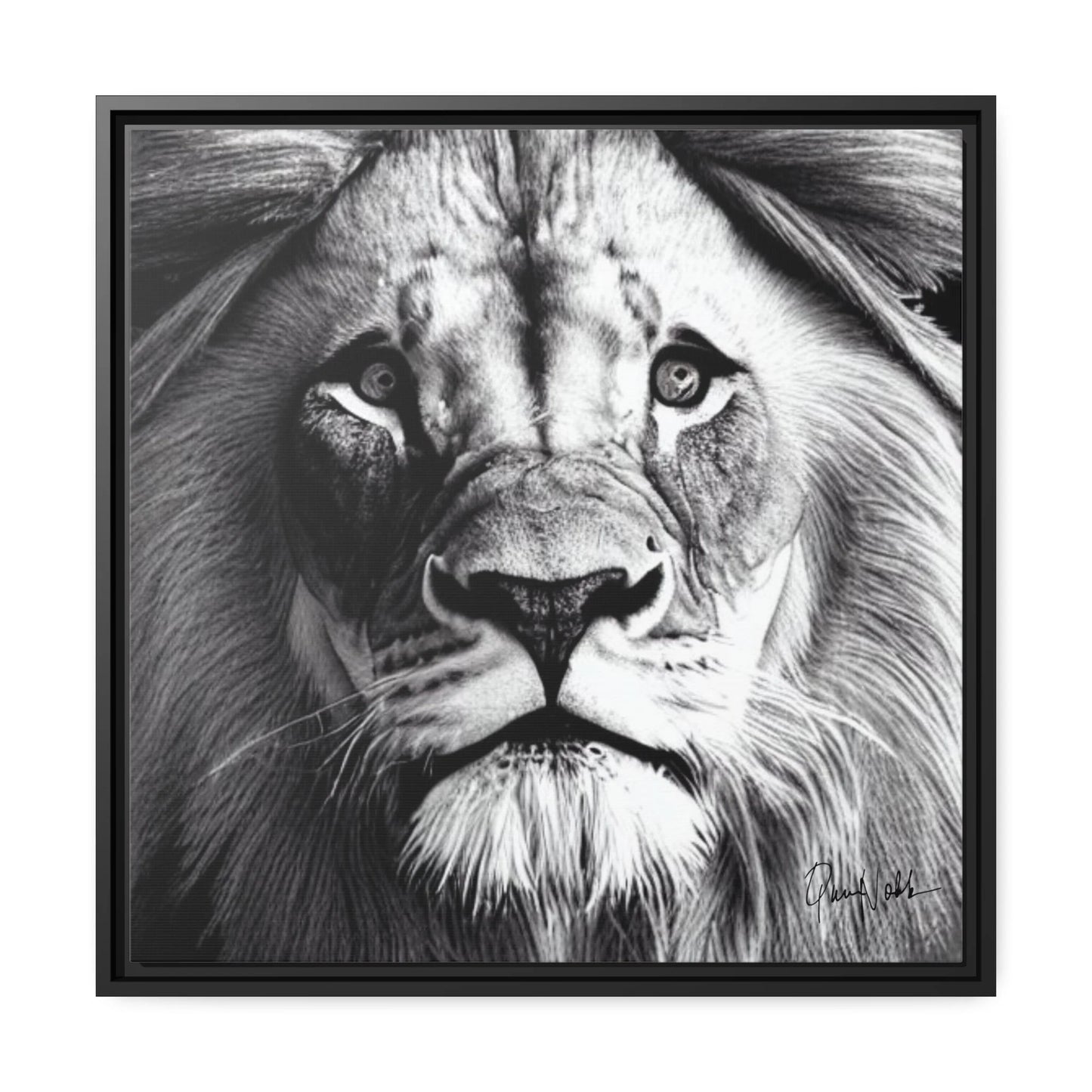 LION'S FACE Canvas Wall Art Matte with Frame by Queennoble