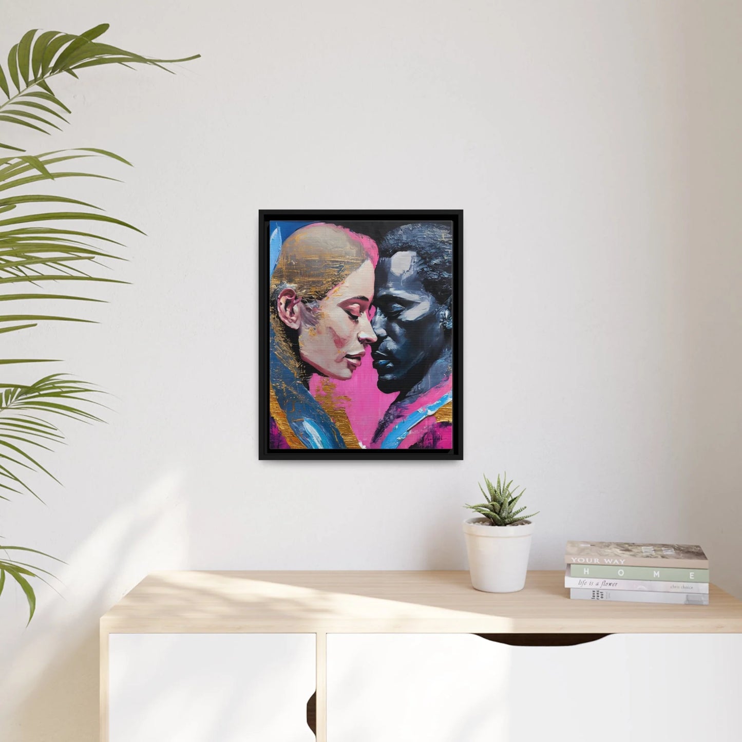 MODERN COUPLE ROMACE PORTRAIT Canvas Wall Art - by Queennoble