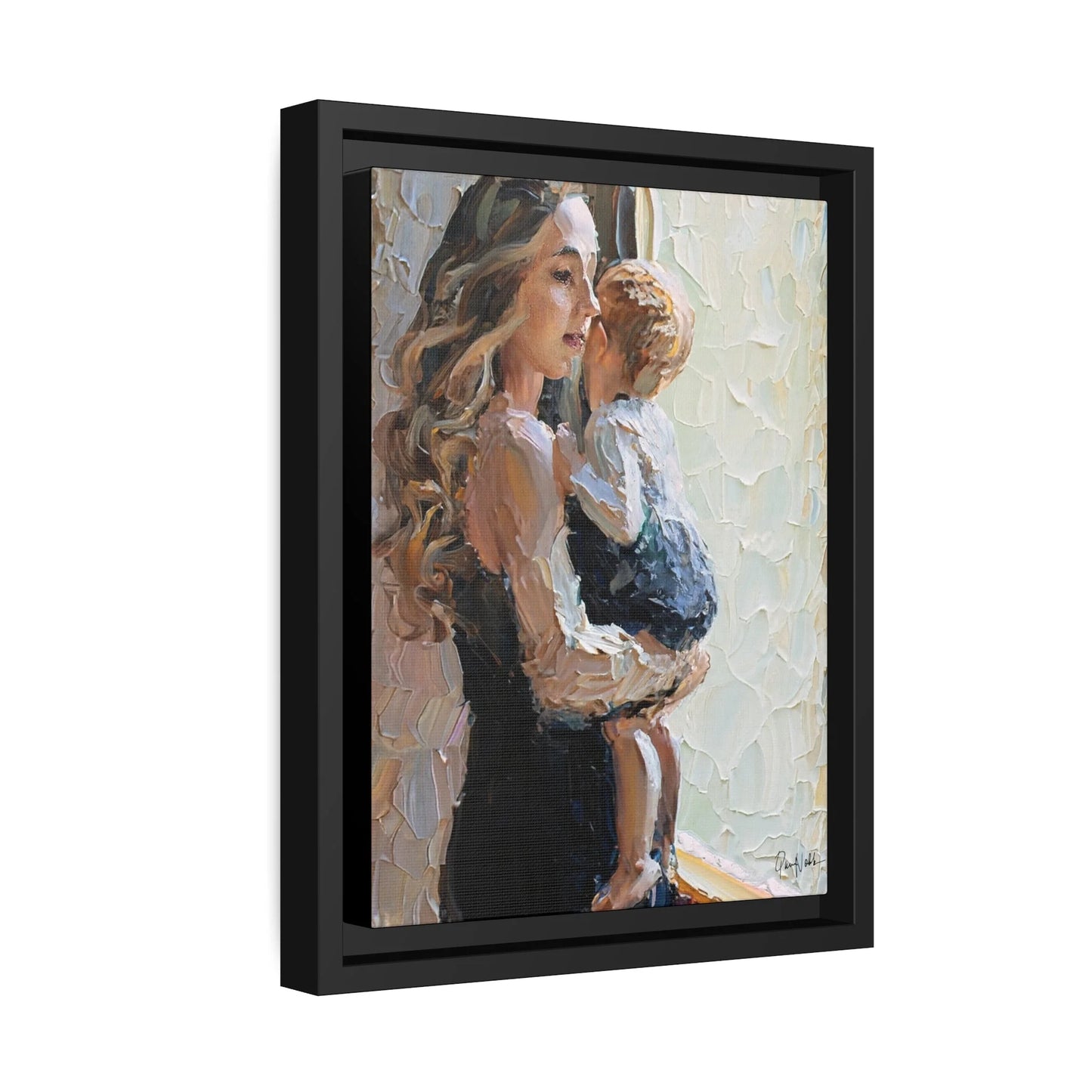 MOTHER and CHILD by the WINDOW Canvas Wall Art - by Queennoble