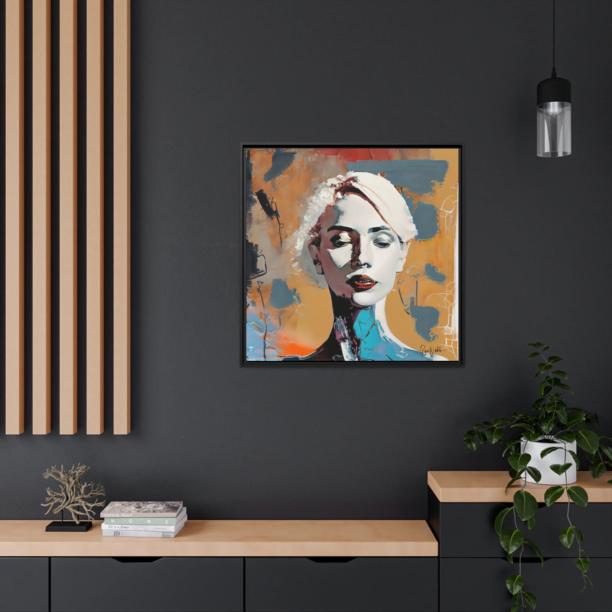 Woman Abstract Portrait - Canvas Wall Art with Frame