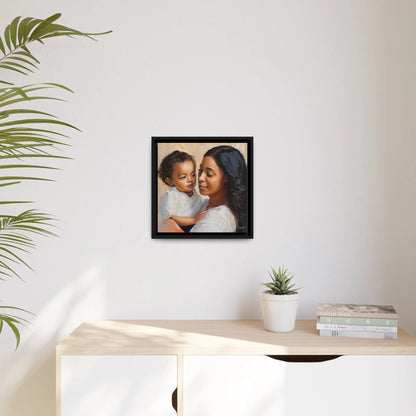 Mother and Child Portrait Canvas Wall Art with Frame - Queennoble