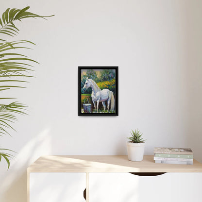 WHITE HORSE in the GARDEN Canvas Wall Art - by Queennoble