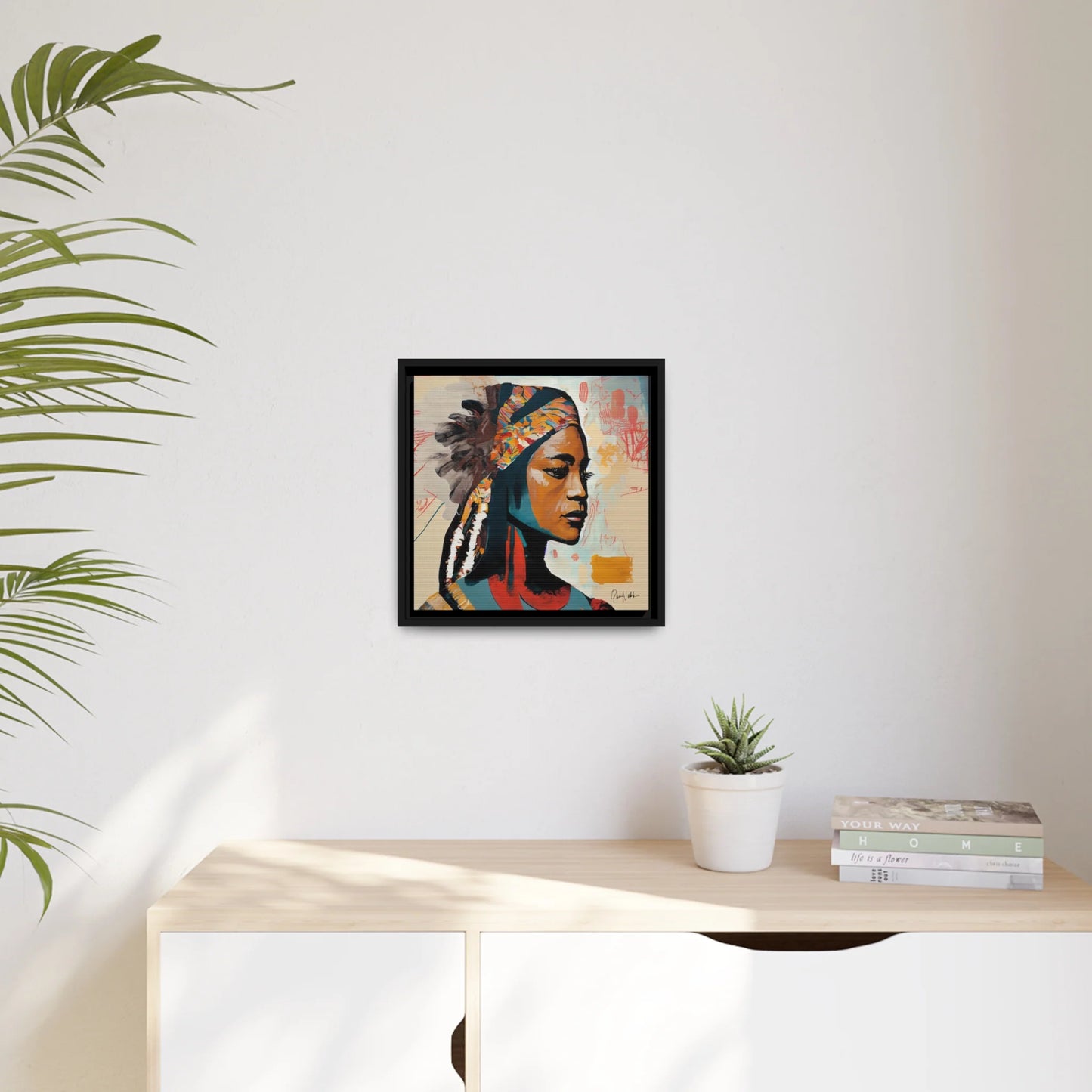 Native Indian Lady Portrait Canvas Wall Art with Frame