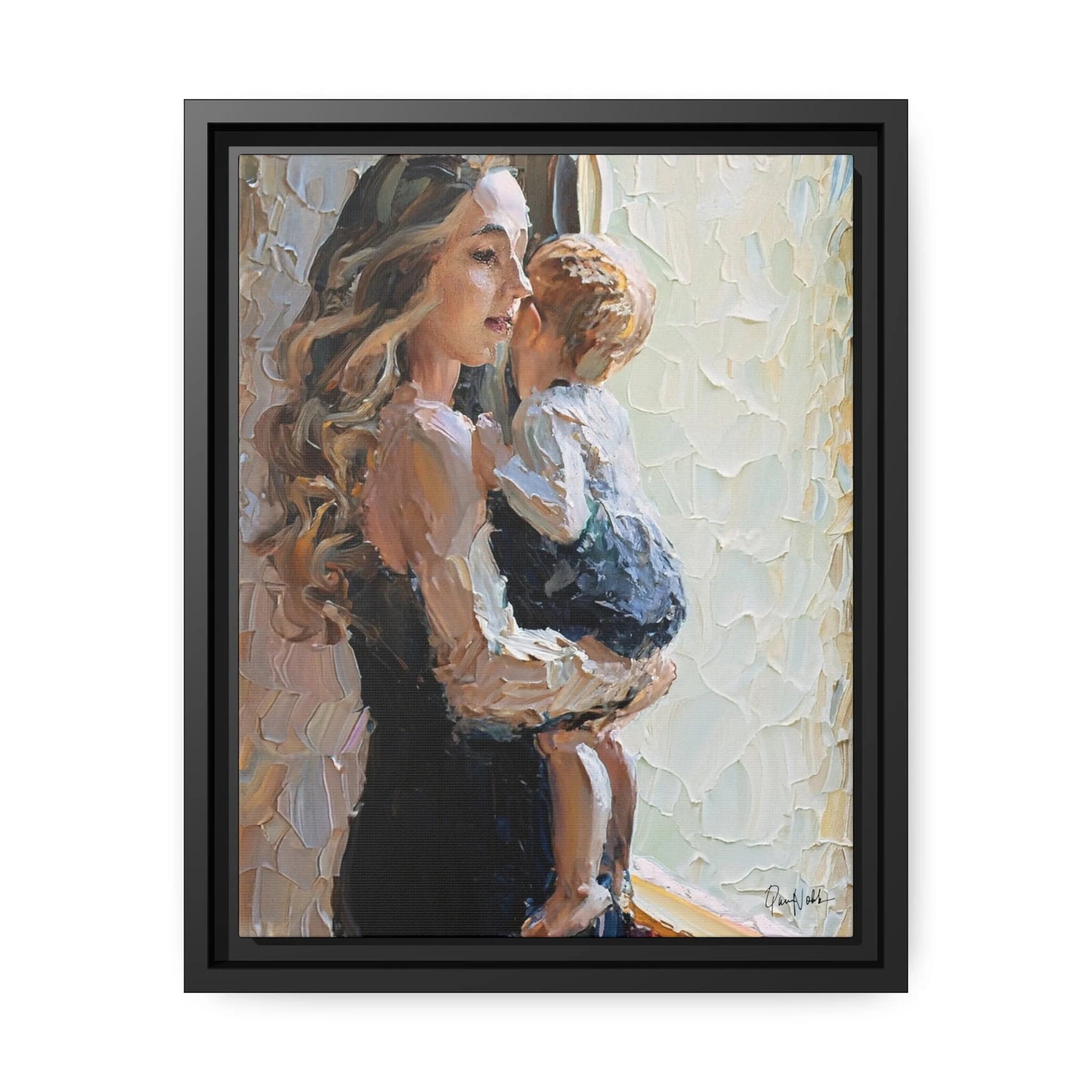 MOTHER and CHILD by the WINDOW Canvas Wall Art - by Queennoble