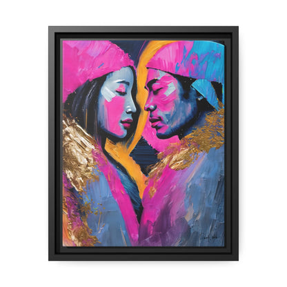 COLORFUL LOVE COUPLE PORTRAIT Canvas Wall Art - by Queennoble