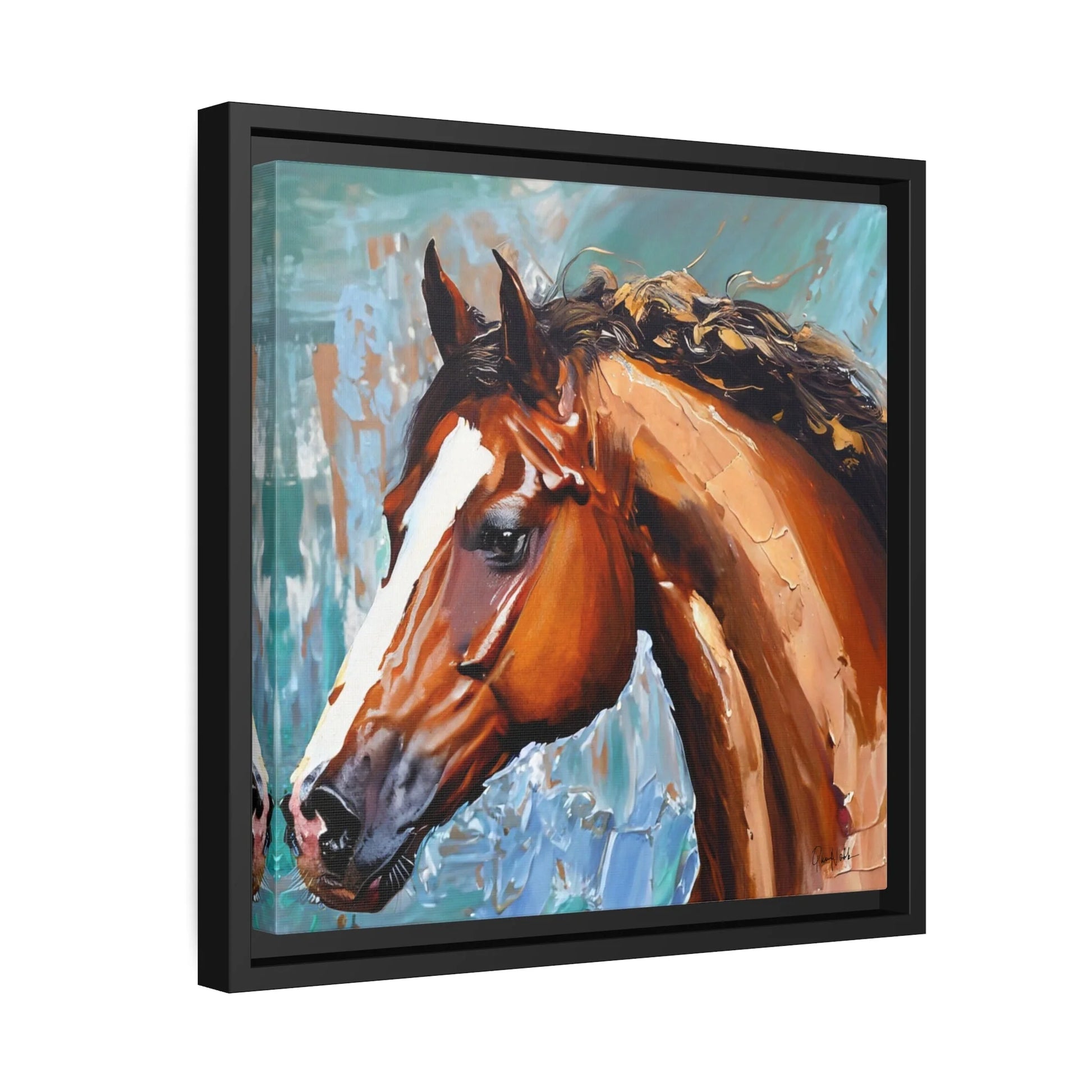 BROWN STALLION PORTRAIT Canvas Wall Art - by Queennoble