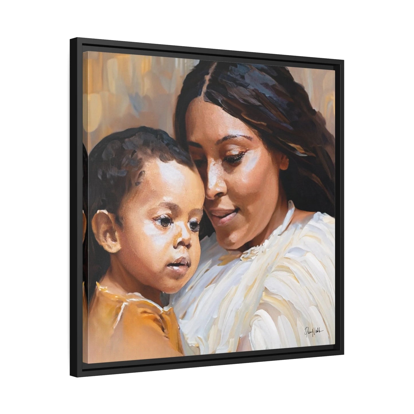 Mother and Child Portrait 2 Canvas Wall Art with Frame - Queennoble