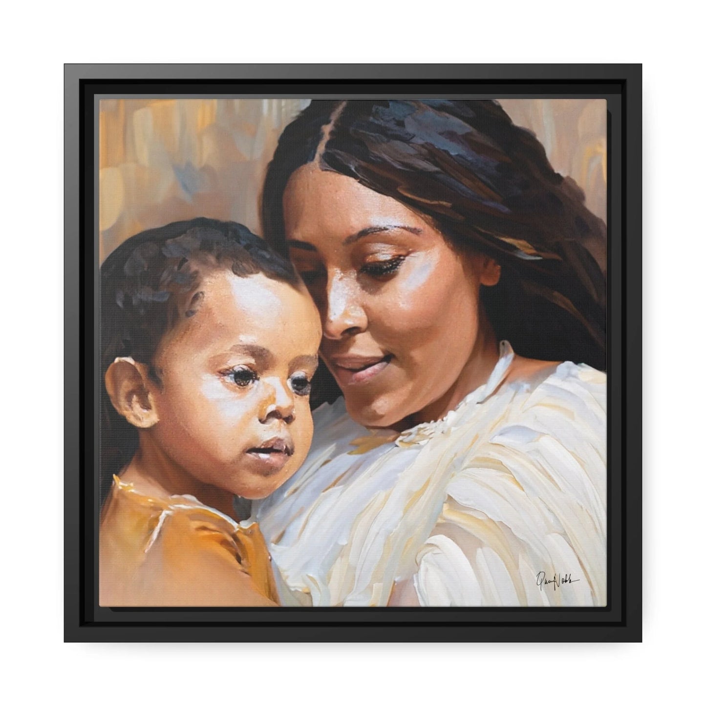 Mother and Child Portrait 2 Canvas Wall Art with Frame - Queennoble