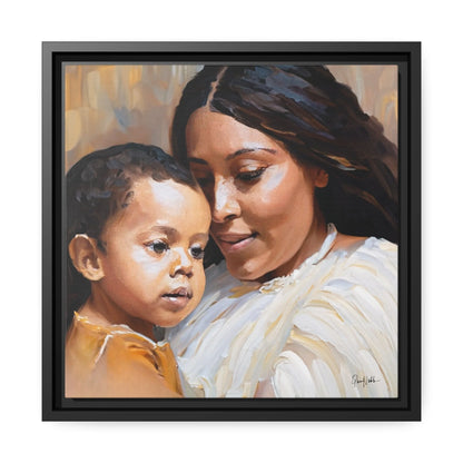 Mother and Child Portrait 2 Canvas Wall Art with Frame - Queennoble