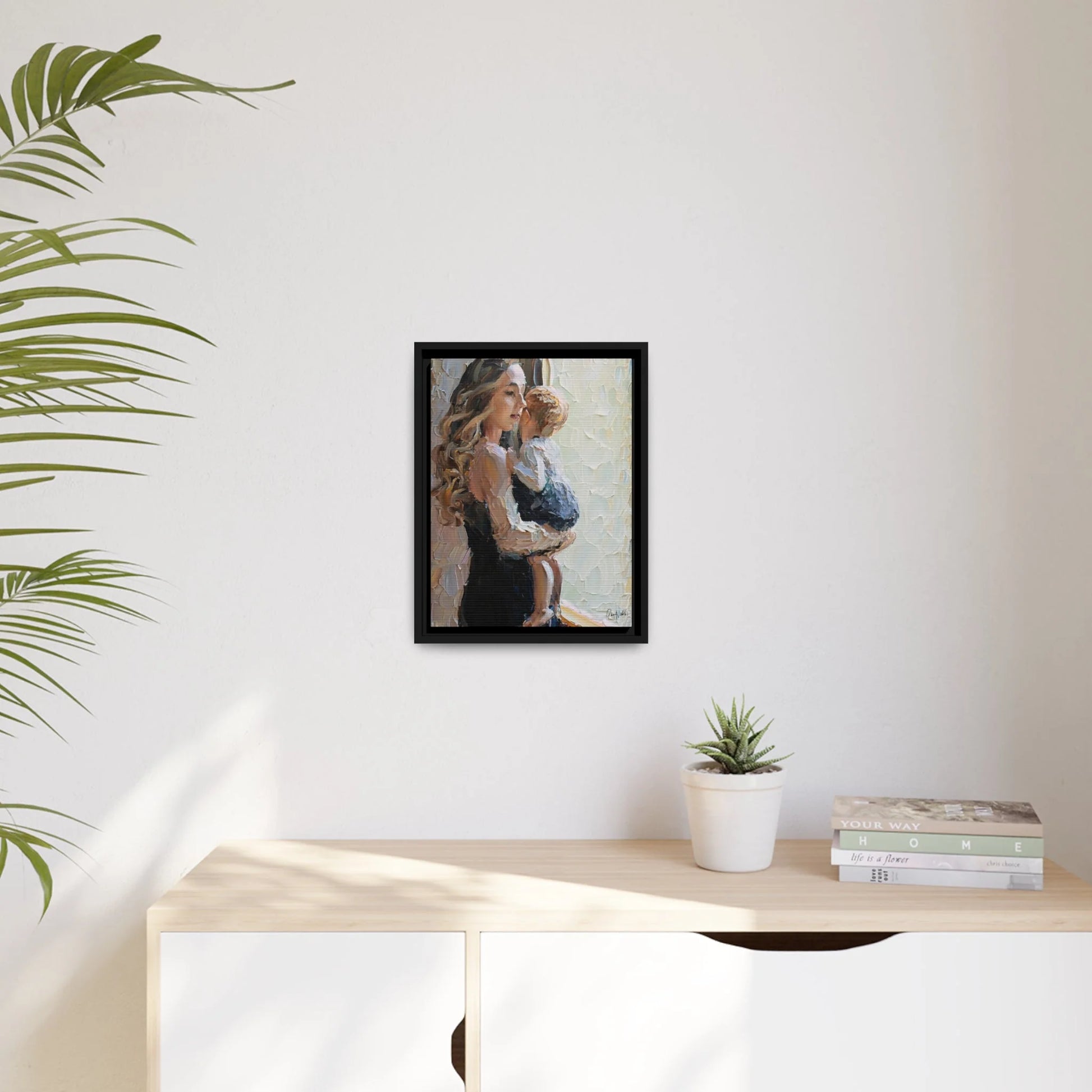 MOTHER and CHILD by the WINDOW Canvas Wall Art - by Queennoble