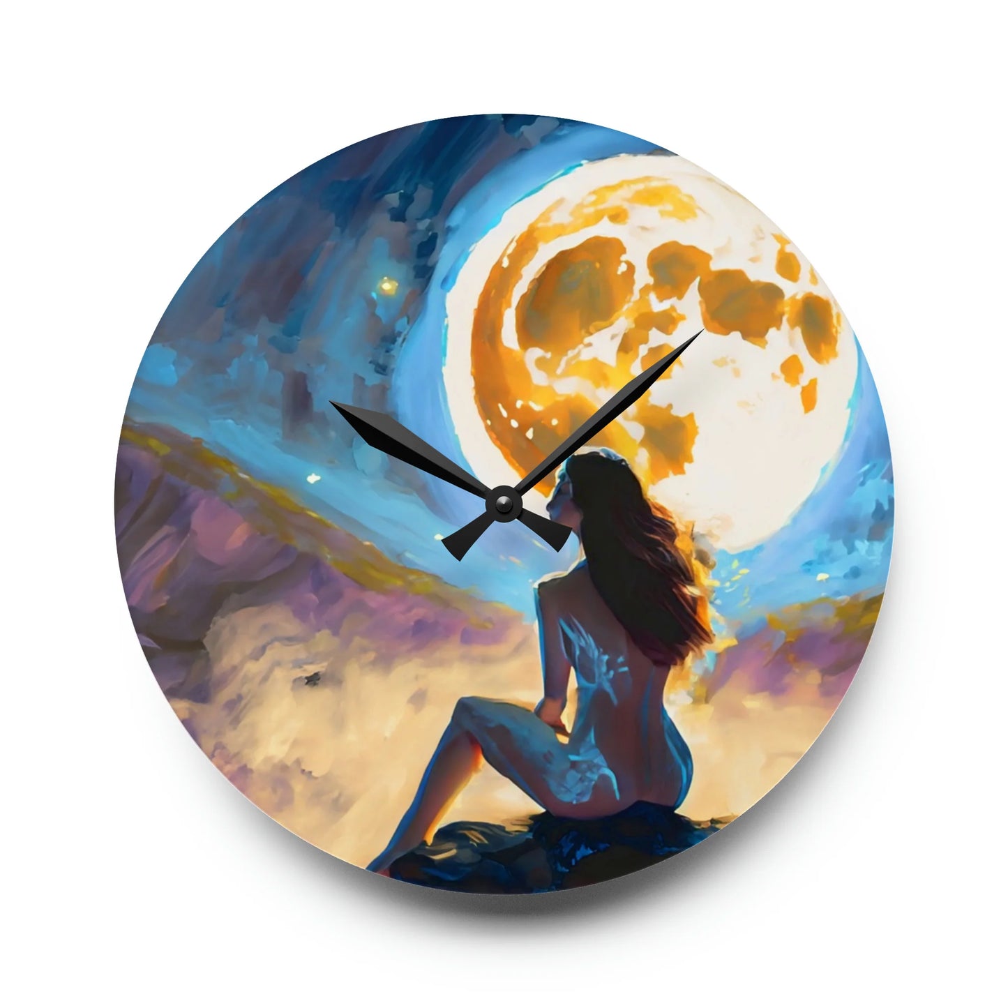 Bright Moon and the Lady Wall Clock Collectible by Queennoble