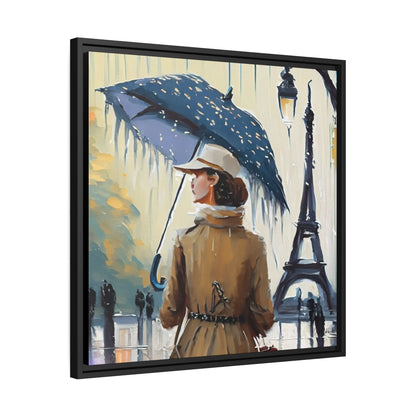 Framed Canvas Wall Art WOMAN in PARIS- by Queennoble