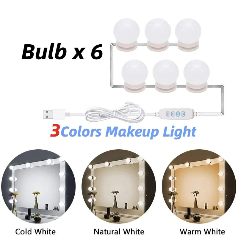 LED Light Makeup Mirror Bulbs Vanity Lights USB 12V Bathroom Dressing Table Lighting Dimmable LED Vanity Light For Mirror Light