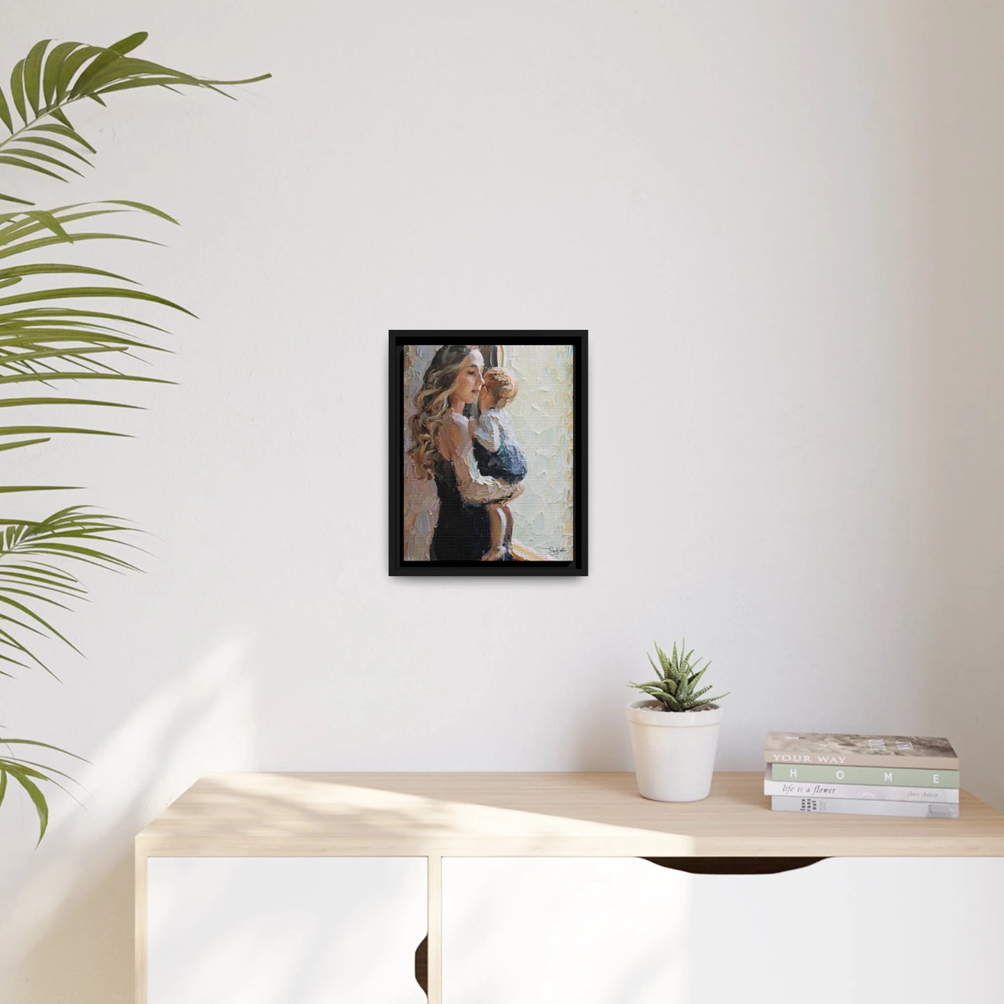 MOTHER and CHILD by the WINDOW Canvas Wall Art - by Queennoble