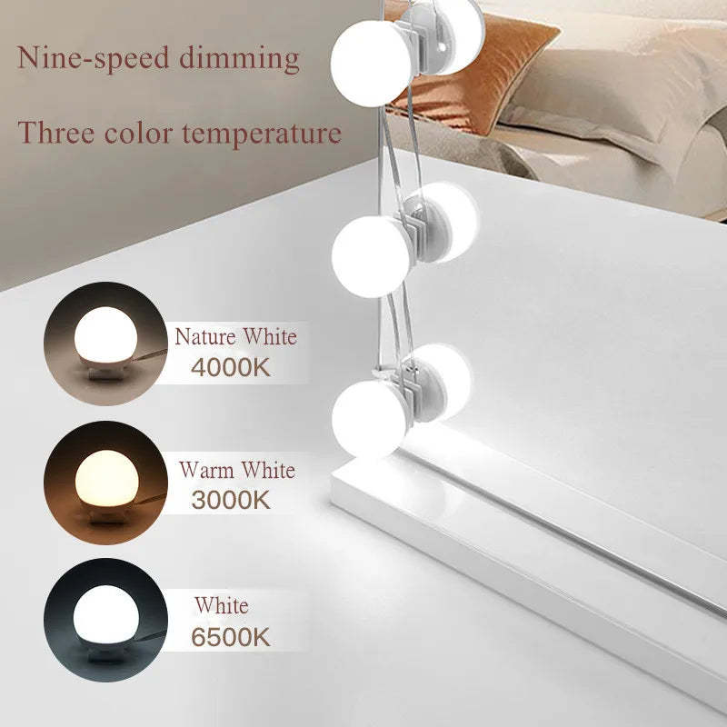 LED Light Makeup Mirror Bulbs Vanity Lights USB 12V Bathroom Dressing Table Lighting Dimmable LED Vanity Light For Mirror Light