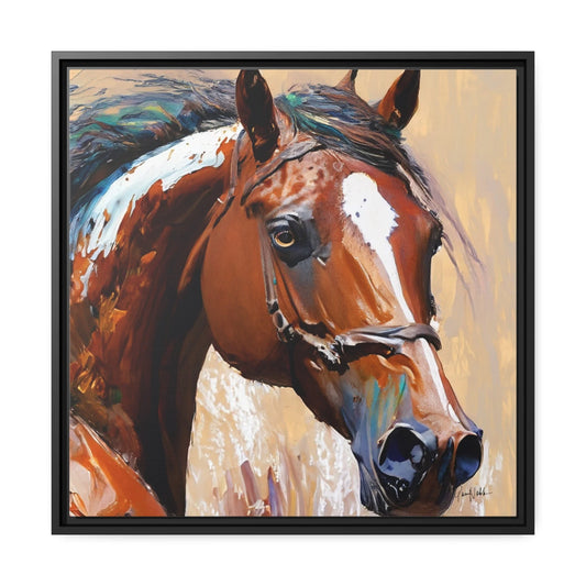 BROWN HORSE PORTRAIT Canvas Wall Art - by Queennoble