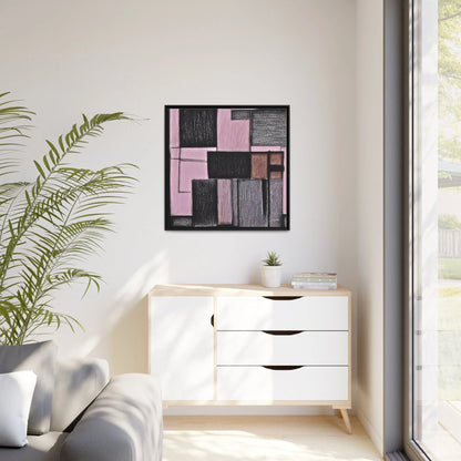 PINK GEOMETRIC Canvas Wall Art Matte with Frame by Queennoble