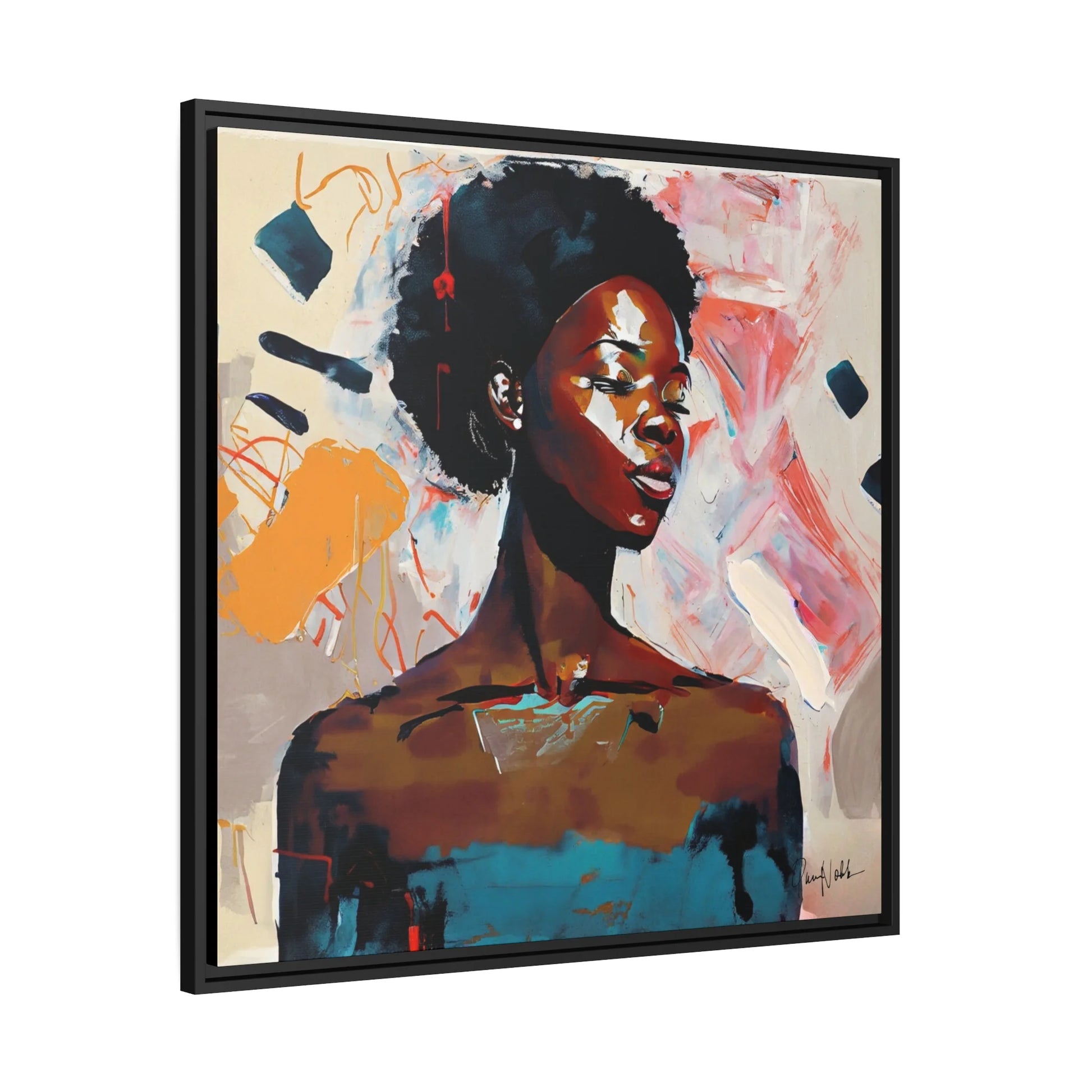 African American Soul Portrait Canvas Wall Art with Frame