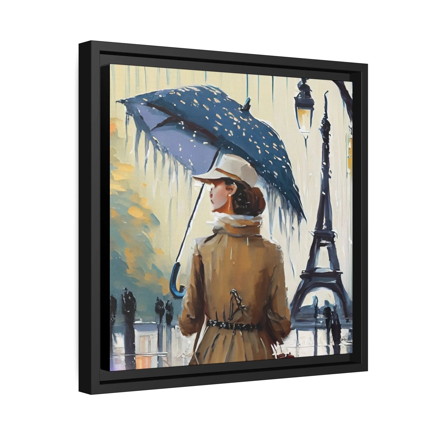 Framed Canvas Wall Art WOMAN in PARIS- by Queennoble