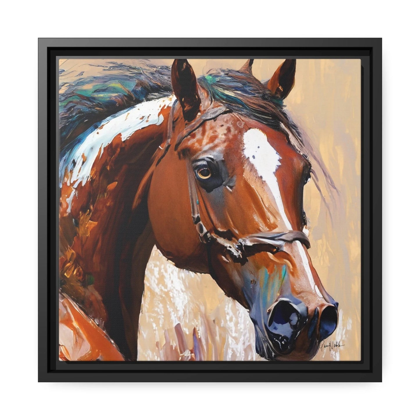 BROWN HORSE PORTRAIT Canvas Wall Art - by Queennoble