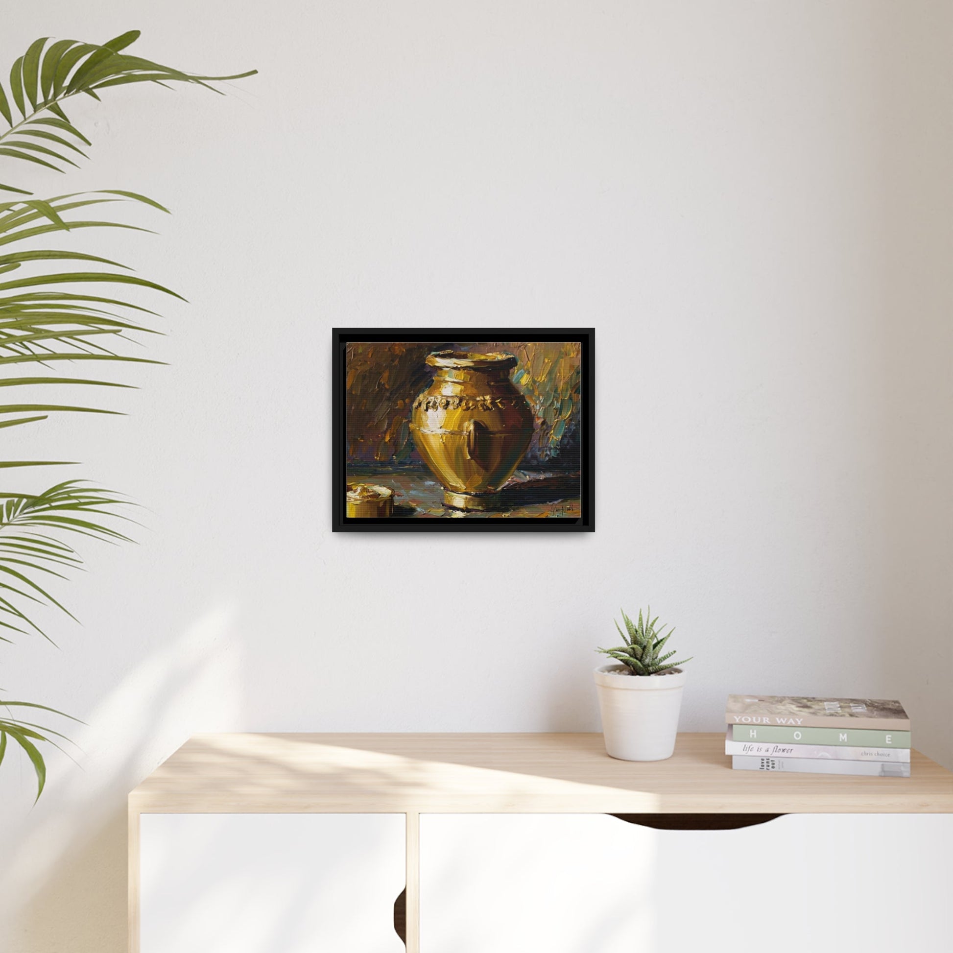 GOLDEN VASE Canvas Wall Art - by Queennoble