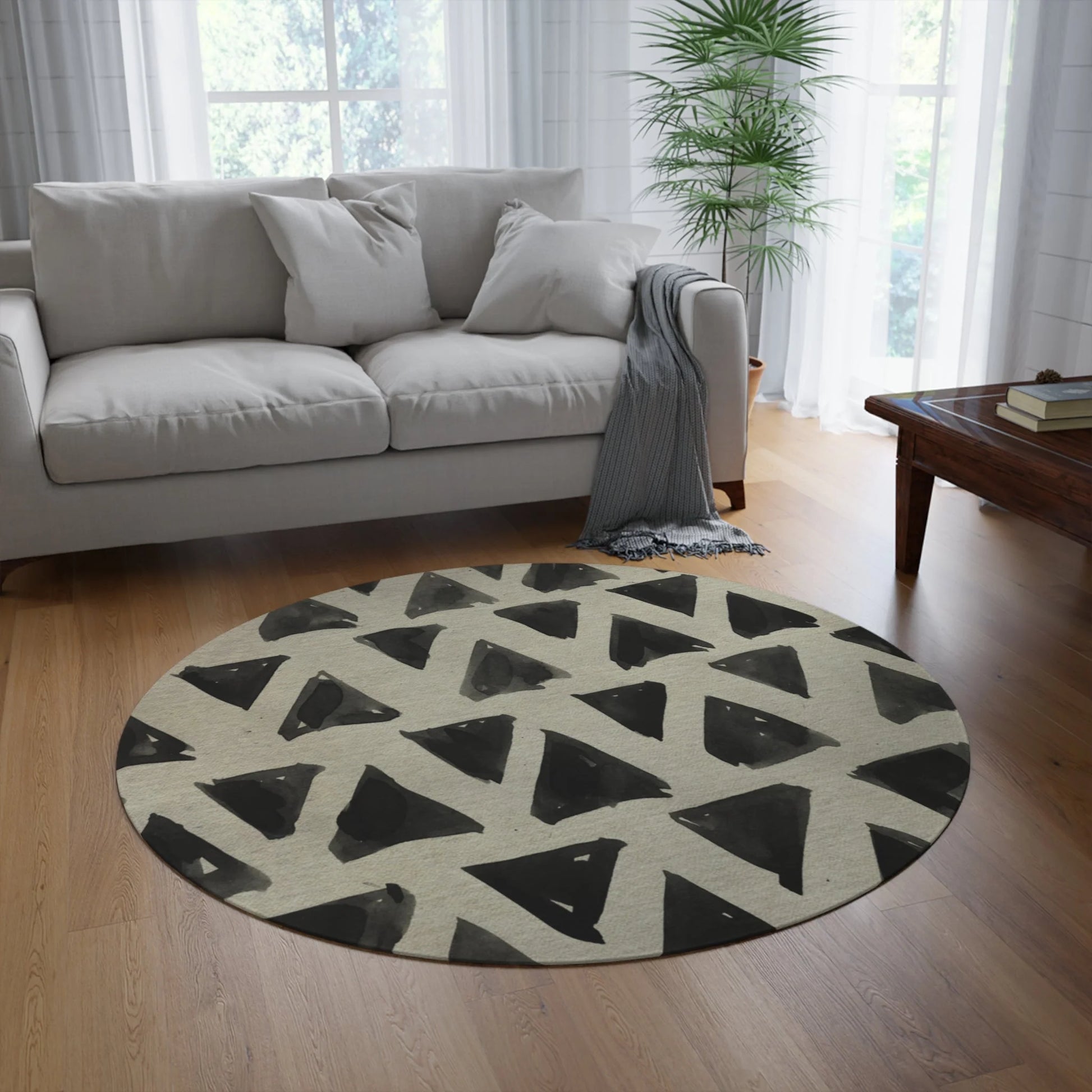 Round Rug Polyester Chenille NACHOS - Minimal by Queennoble