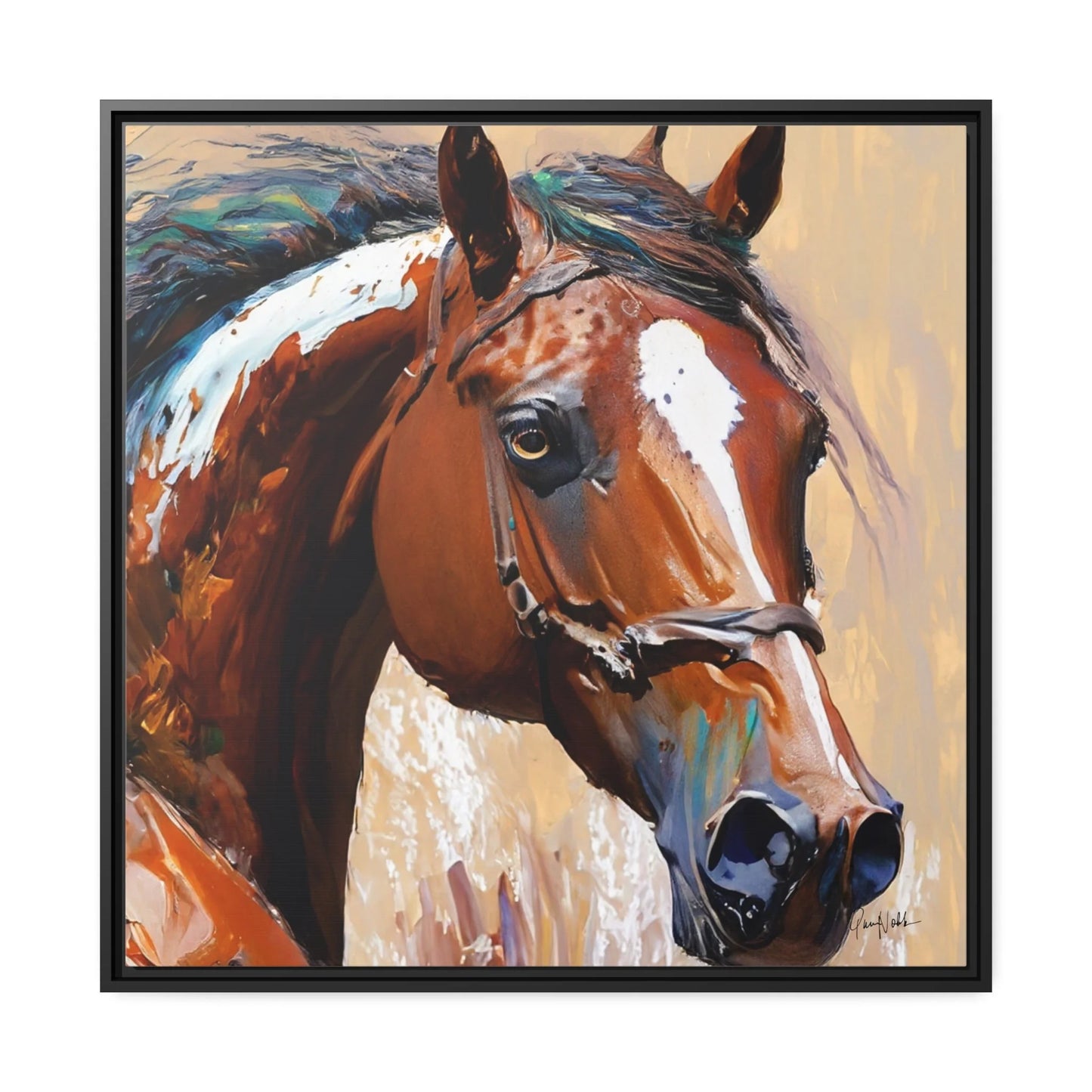 BROWN HORSE PORTRAIT Canvas Wall Art - by Queennoble