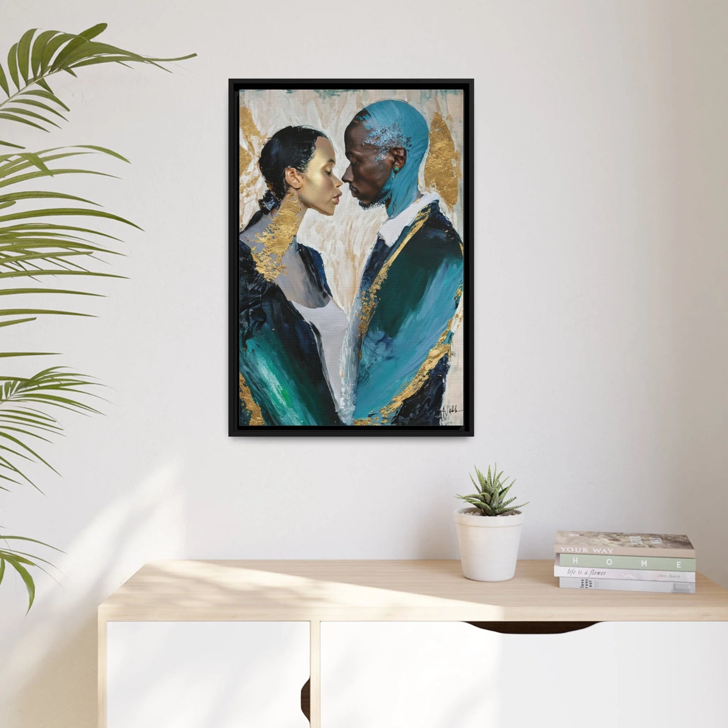 COUPLE about to KISS Canvas Wall Art - by Queennoble