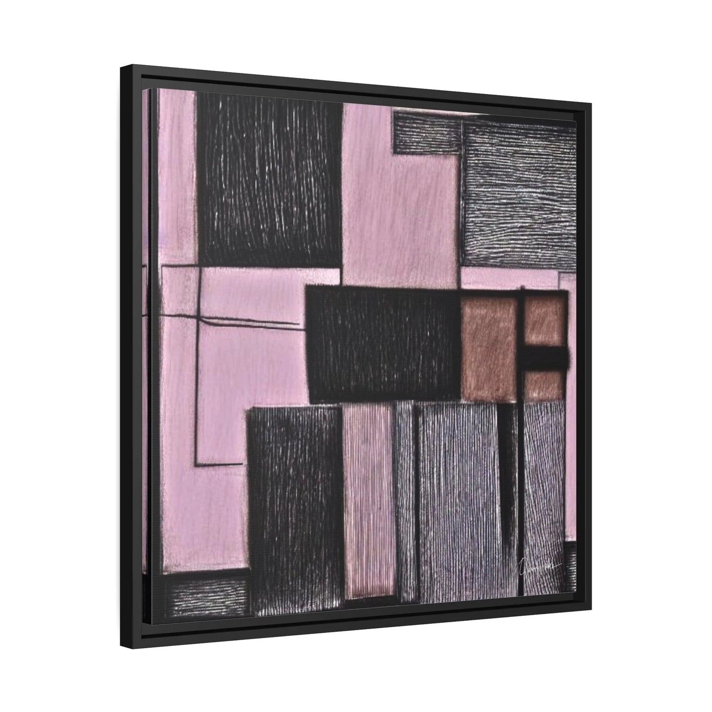 PINK GEOMETRIC Canvas Wall Art Matte with Frame by Queennoble