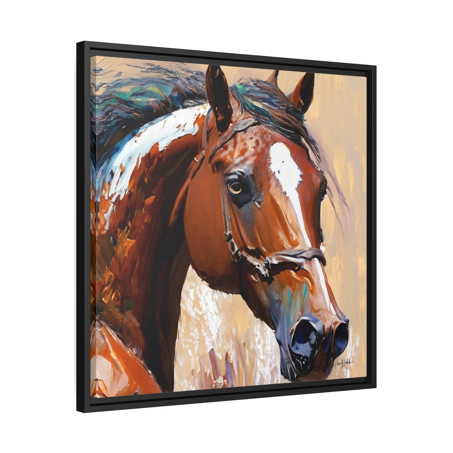 BROWN HORSE PORTRAIT Canvas Wall Art - by Queennoble