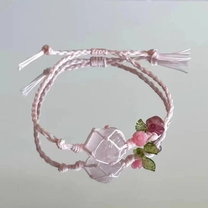 Natural Jade Crystal Flower Bracelet Bangle Exquisite Design Young Girls Real Gemstone Fashion Jewelry Best Seller Holiday Gift