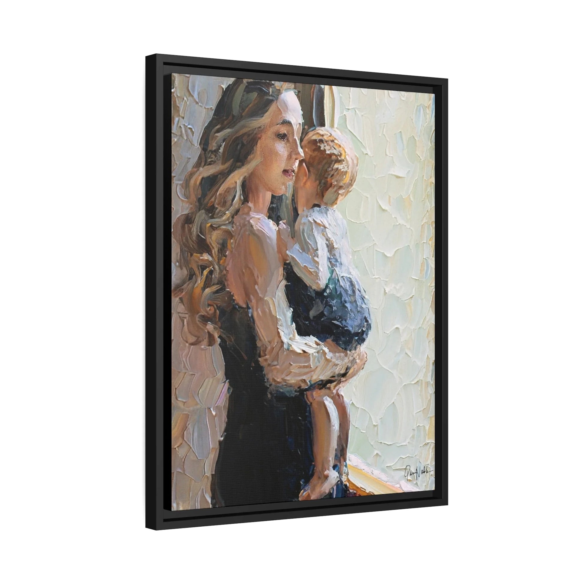 MOTHER and CHILD by the WINDOW Canvas Wall Art - by Queennoble