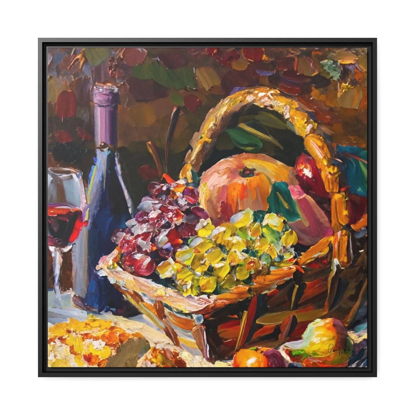 STILL LIFE FRUITS and WINE Canvas Wall Art - by Queennoble