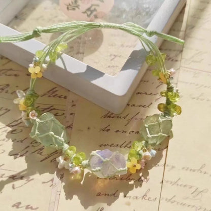 Natural Jade Crystal Flower Bracelet Bangle Exquisite Design Young Girls Real Gemstone Fashion Jewelry Best Seller Holiday Gift