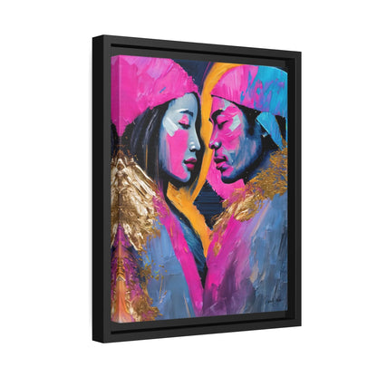 COLORFUL LOVE COUPLE PORTRAIT Canvas Wall Art - by Queennoble