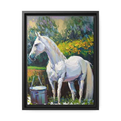 WHITE HORSE in the GARDEN Canvas Wall Art - by Queennoble