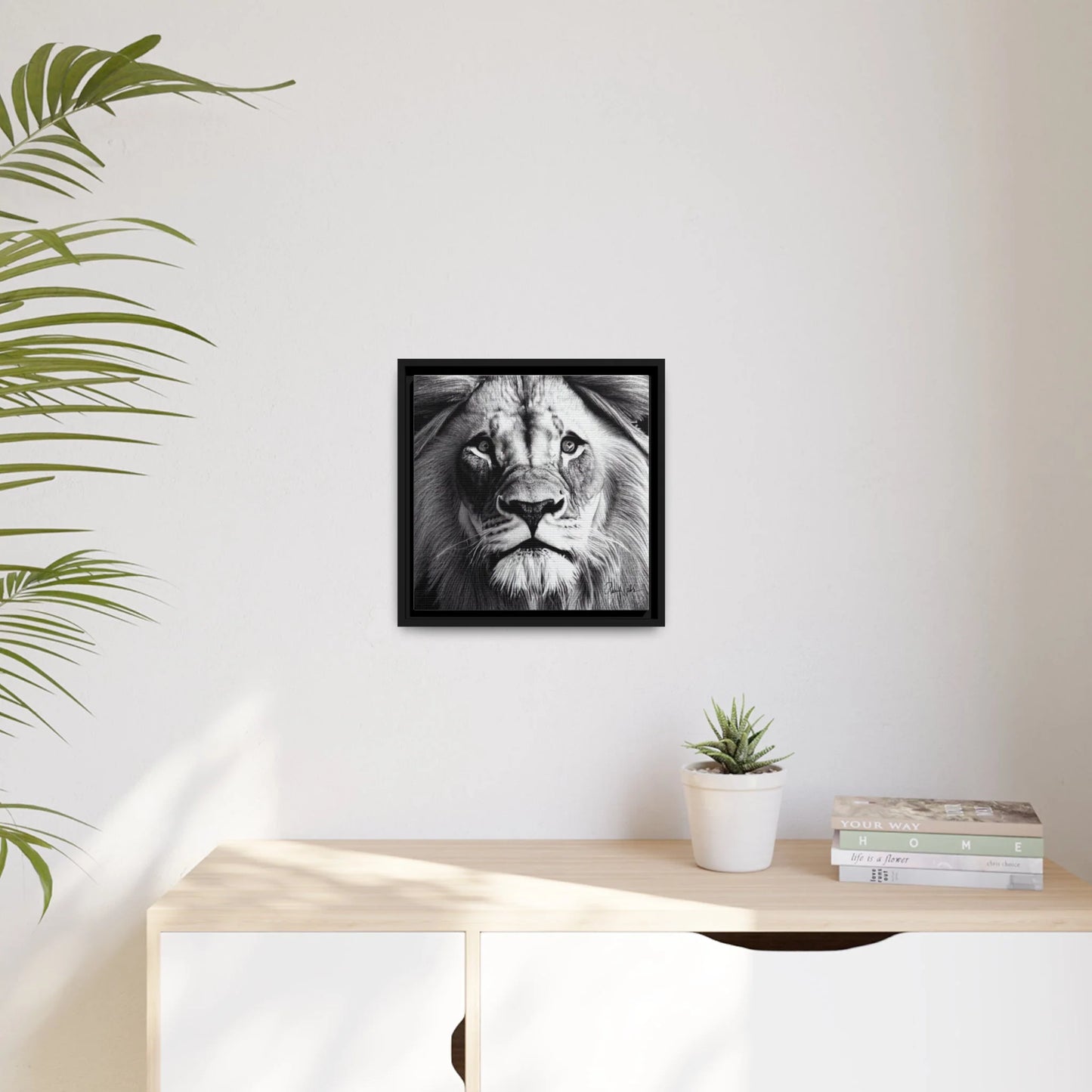 LION'S FACE Canvas Wall Art Matte with Frame by Queennoble